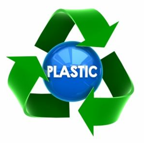 3D recycling icon featuring green arrows and the word ‘Plastic’ in center